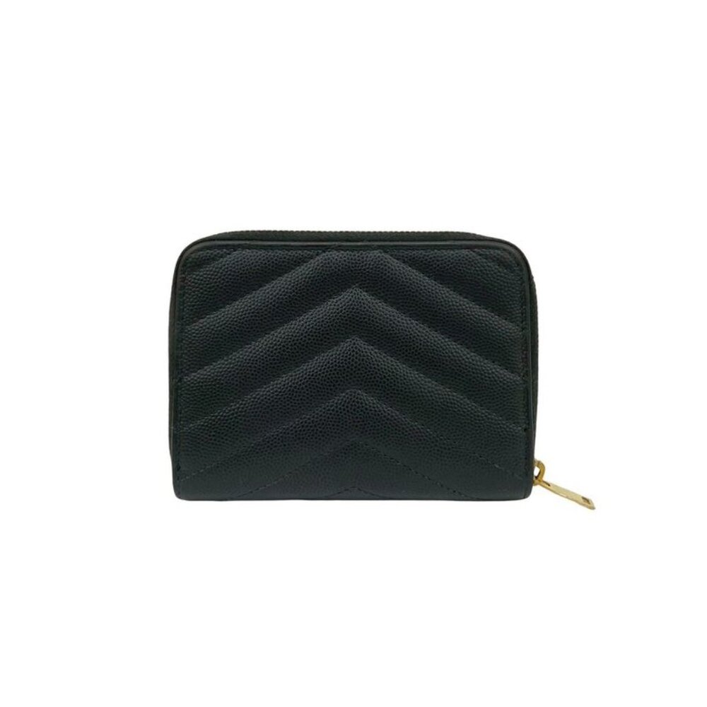 Saint Laurent Paris YSL Leather Bifold Wallet Compact Zip Around - Picture 2 of 10